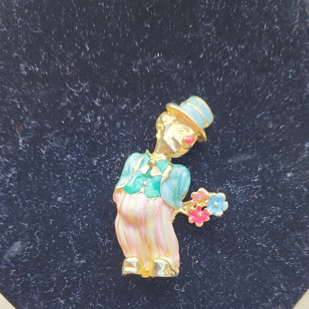 Two Sisters Vintage Clown Brooch - Picture 2 of 4